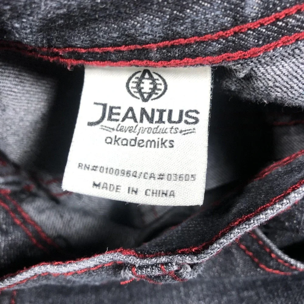 Vintage Akademiks Jeanius Jeans Mens 50x32 Gray Relaxed Wide Leg Denim Big Tall